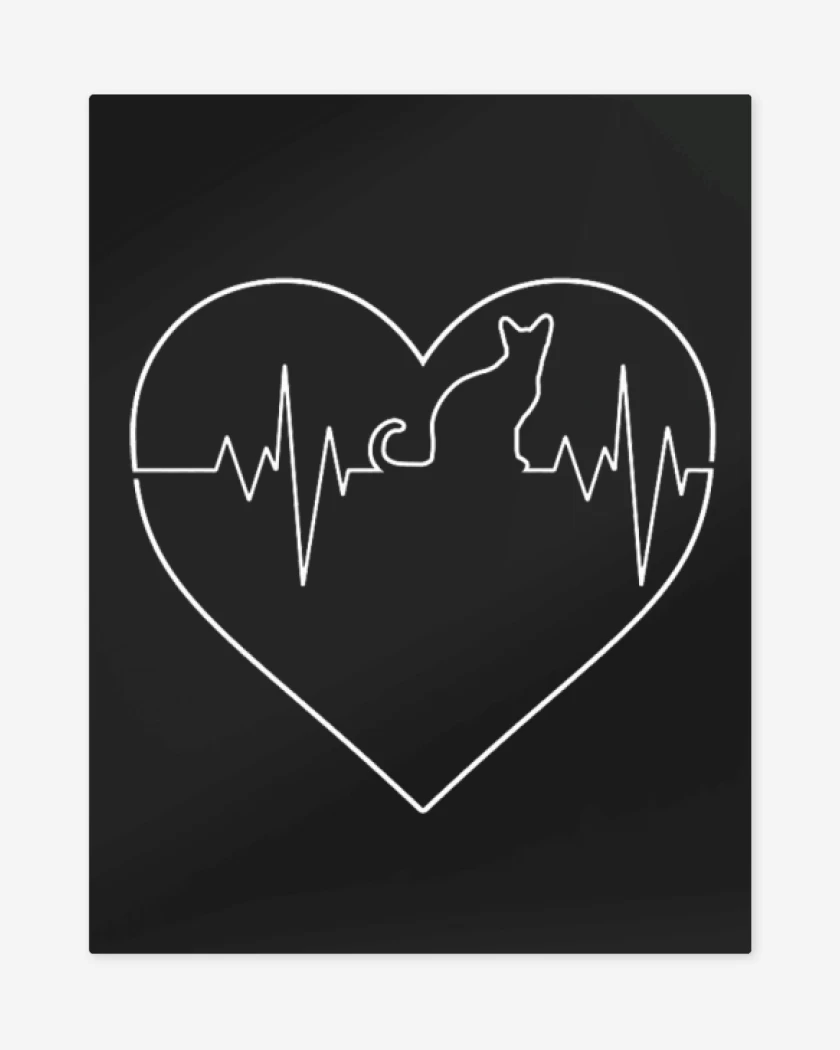 Print metalico Negro de corazon de gat@