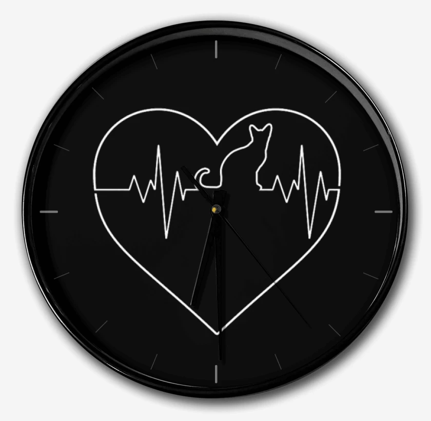 Reloj Negro de corazon de gat@