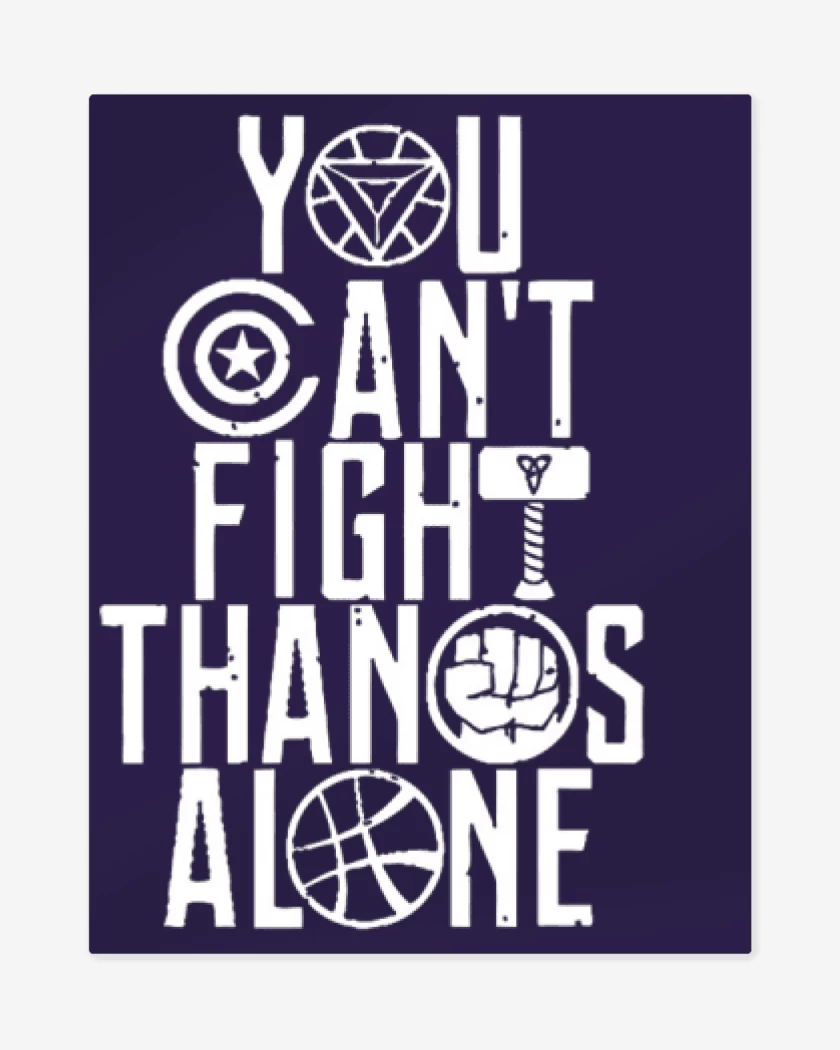 Print metalico Morado de No puedes vencer a thanos  solo