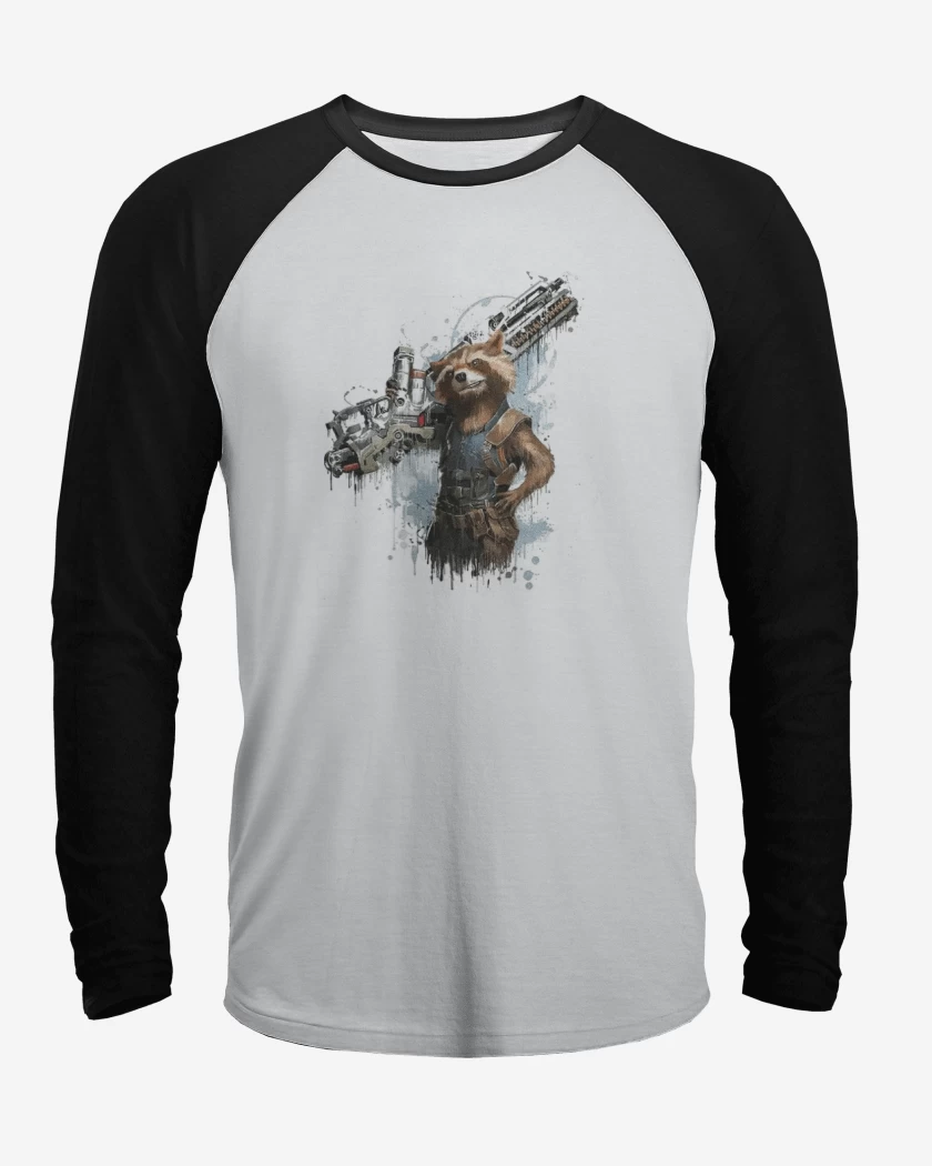 Polera Raglan Blanco / Negro de Rocket gun