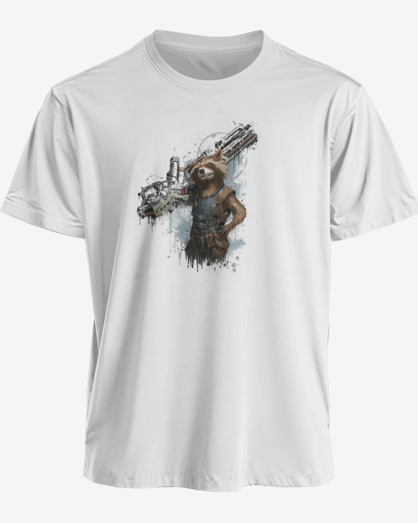 Polera premium Blanco de Rocket gun