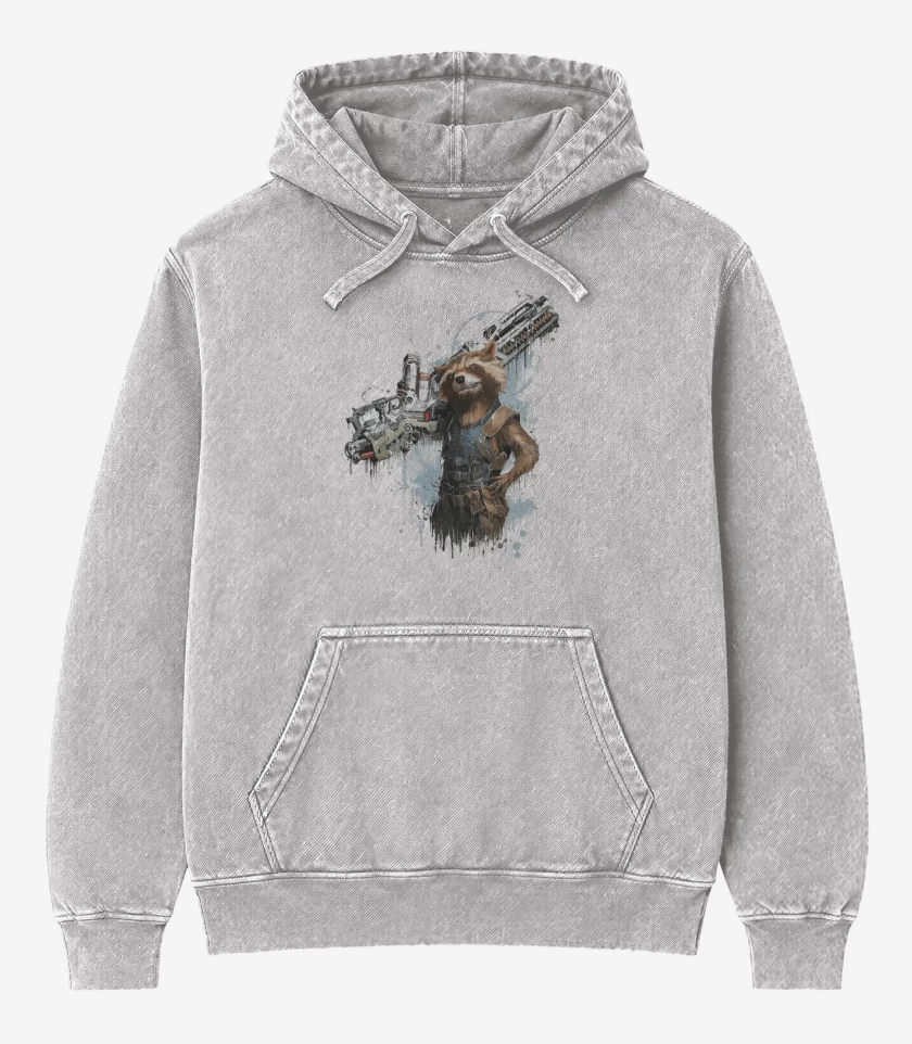 Poleron Canguro Acid Wash Gris Melange de Rocket gun
