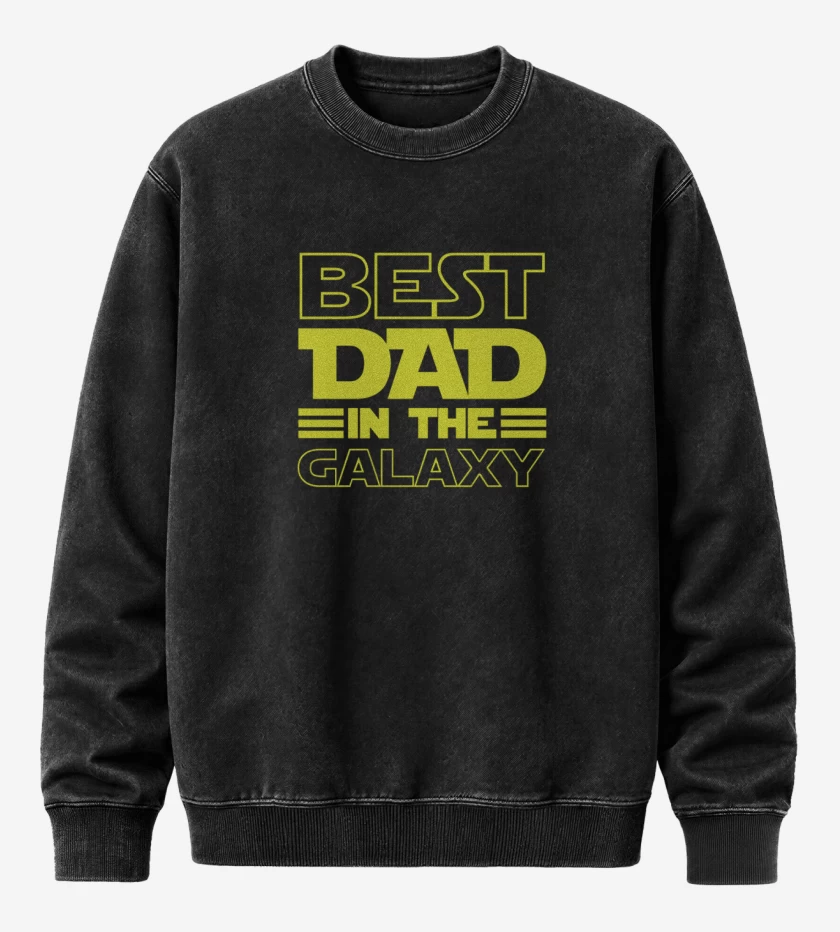 Poleron Polo Acid Wash Negro de Best dad in the galaxy