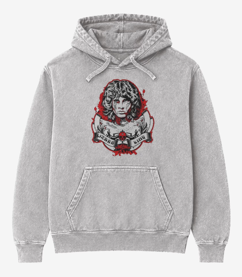Poleron Canguro Acid Wash Gris Melange de Lizard King