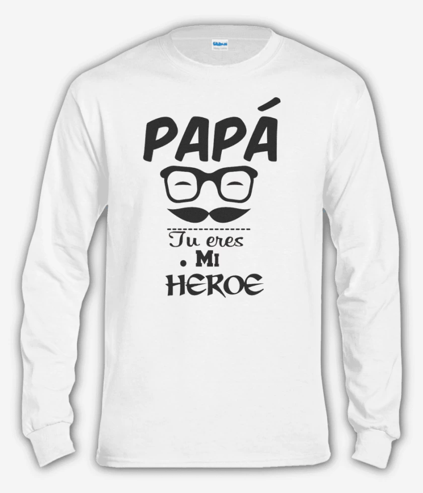 Polera manga larga Blanco de Eres mi heroe
