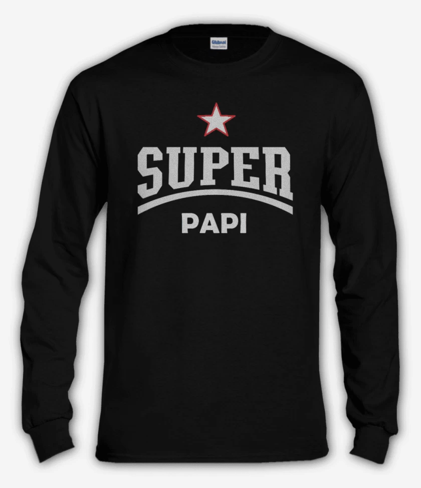 Polera manga larga Negro de Super papá