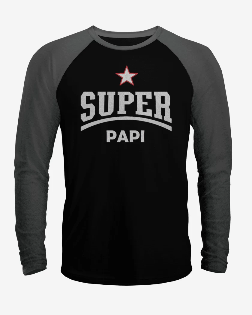 Polera Raglan Negro / Negro Heather de Super papá