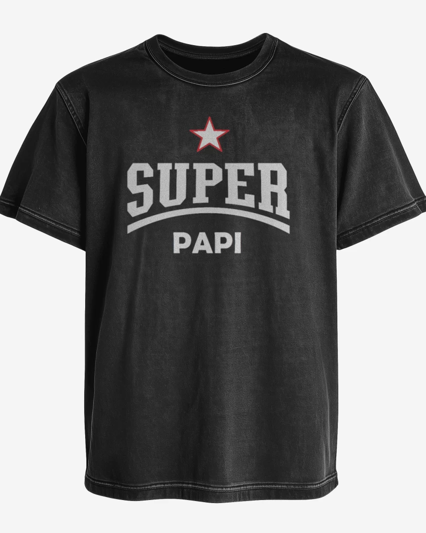 Polera desgastada Negro de Super papá
