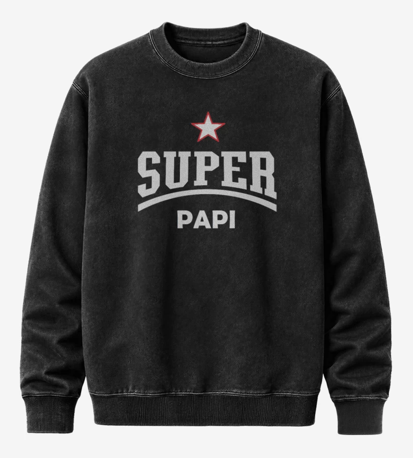 Poleron Polo Acid Wash Negro de Super papá