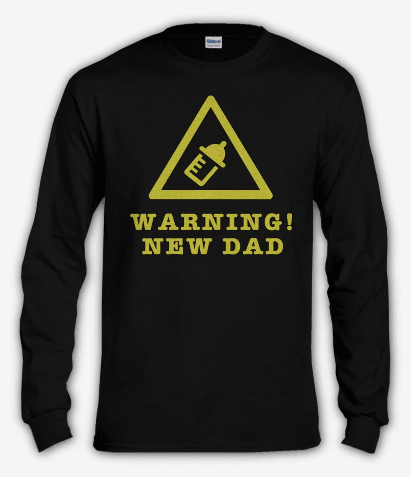 Polera manga larga Negro de Warning New Dad