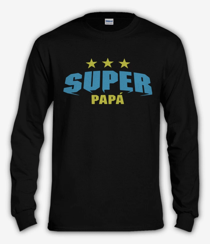 Polera manga larga Negro de Super papá 3