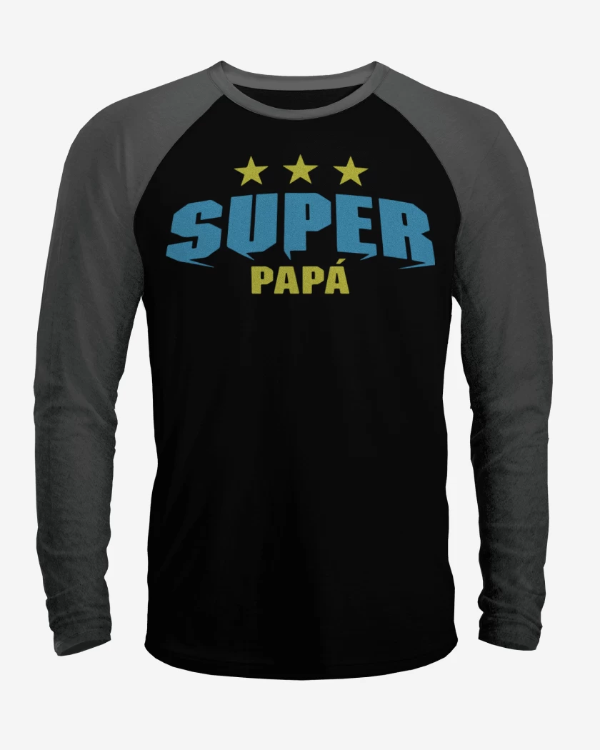 Polera Raglan Negro / Negro Heather de Super papá 3