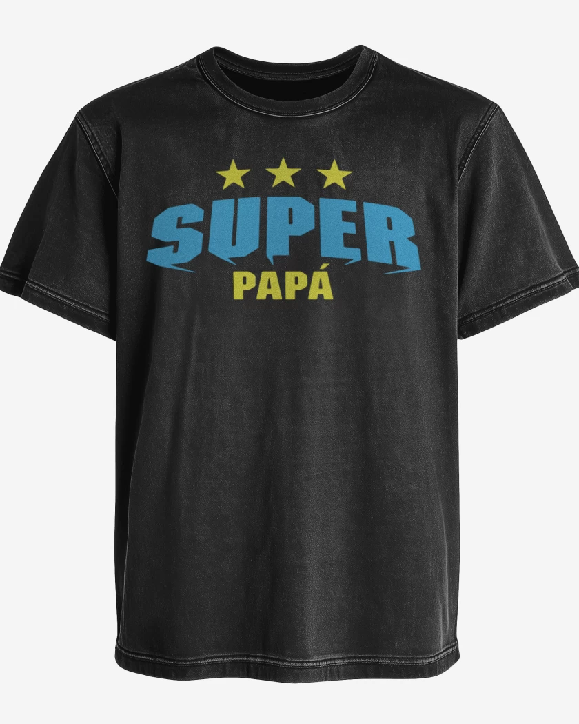 Polera desgastada Negro de Super papá 3