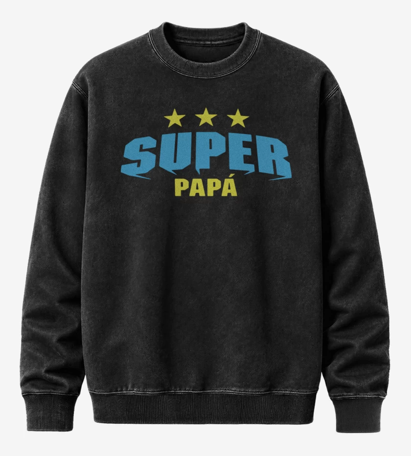 Poleron Polo Acid Wash Negro de Super papá 3
