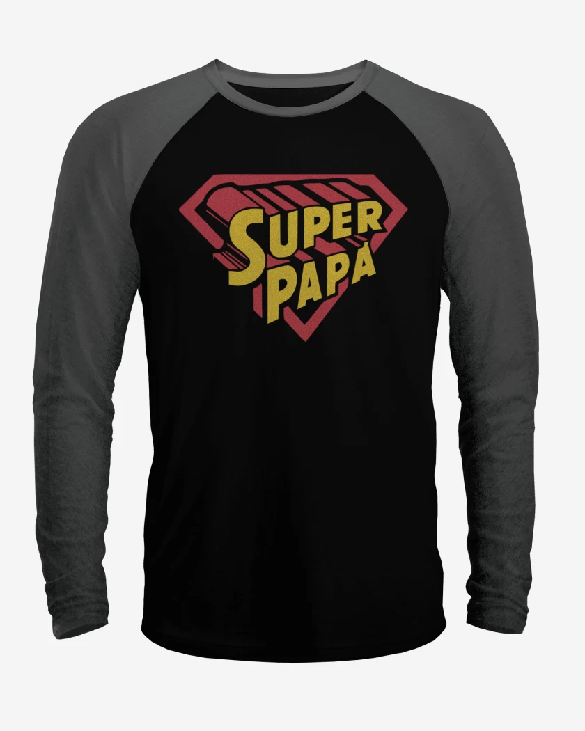 Polera Raglan Negro / Negro Heather de Super papá 2