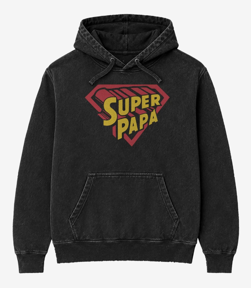 Poleron Canguro Acid Wash Negro de Super papá 2