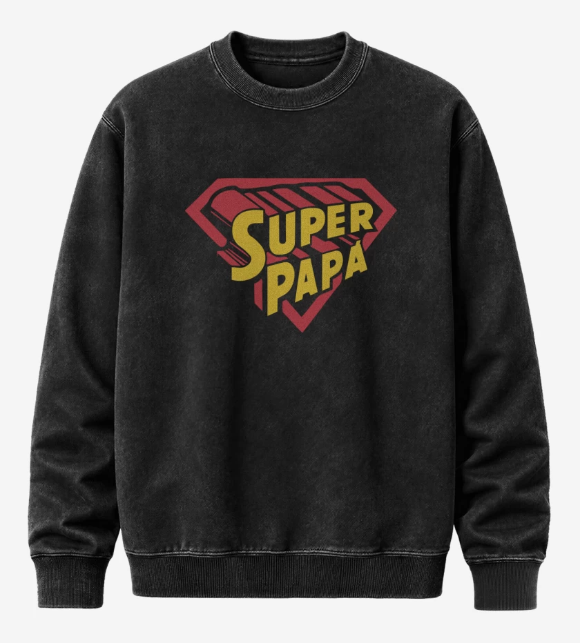 Poleron Polo Acid Wash Negro de Super papá 2