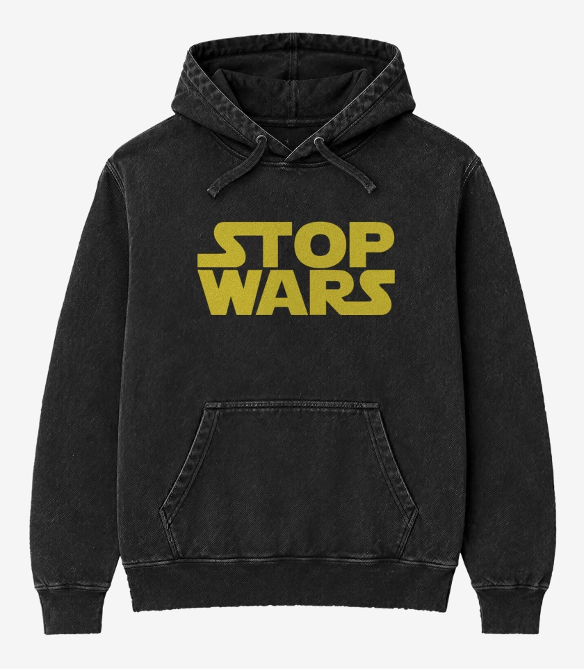 Poleron Canguro Acid Wash Negro de Star Wars - Stop Wars