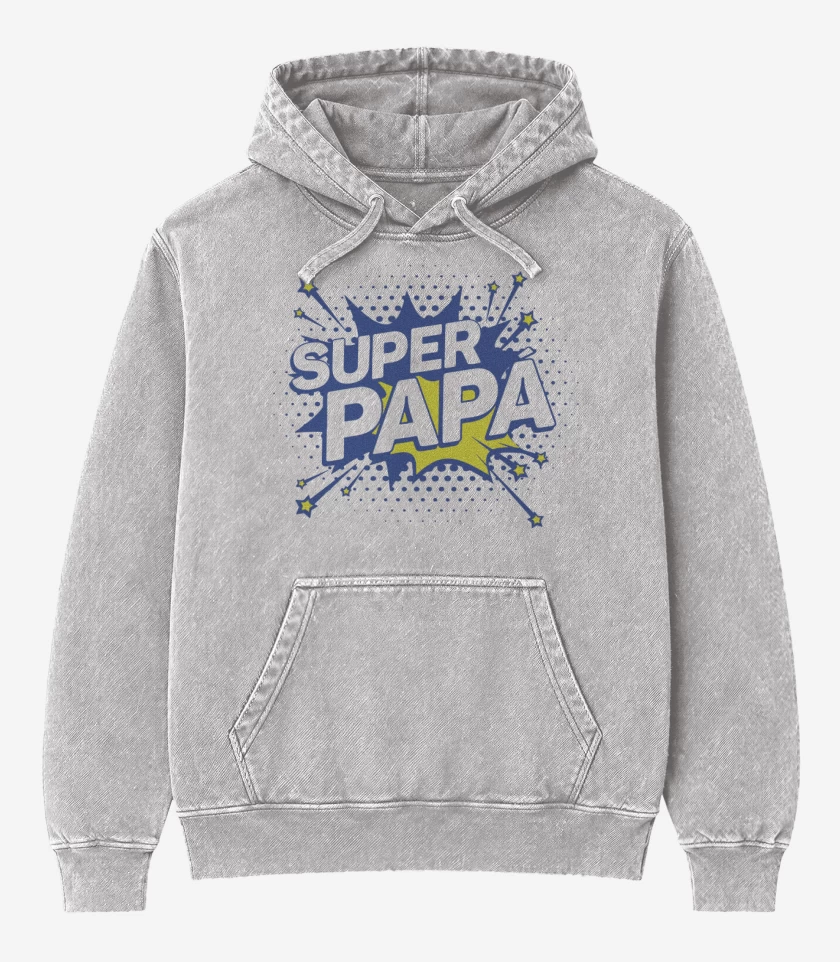 Poleron Canguro Acid Wash Gris Melange de Super papa 4