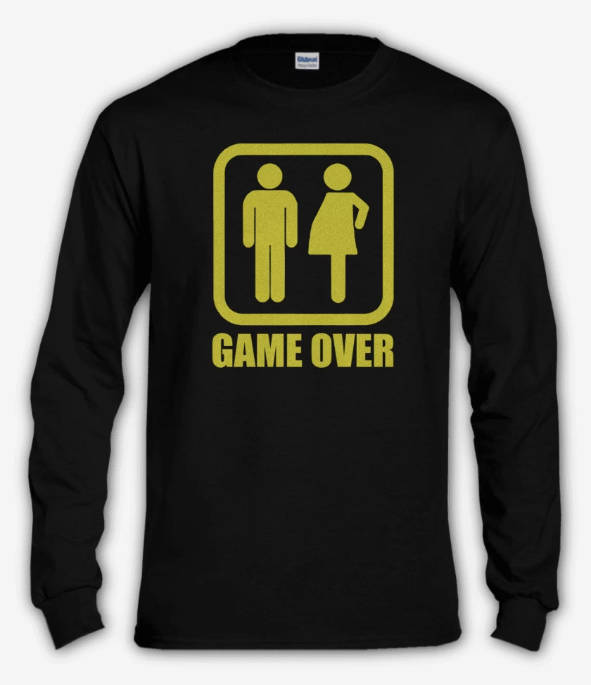 Polera manga larga Negro de Game over papa