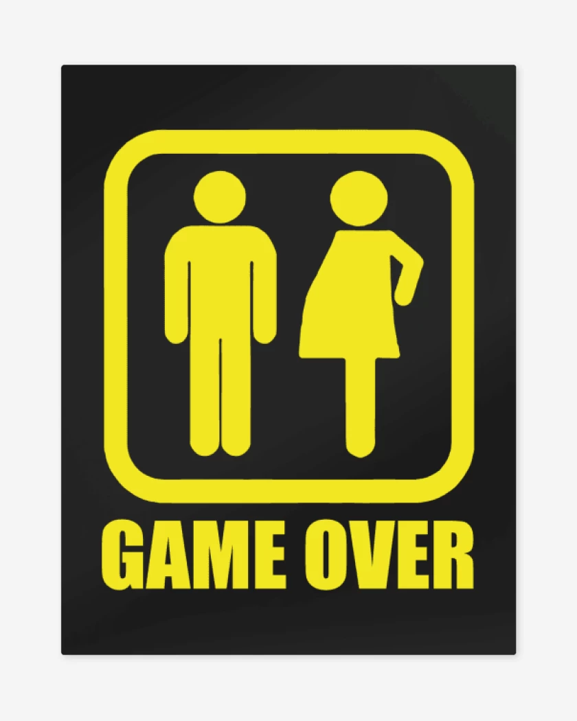 Print metalico Negro de Game over papa