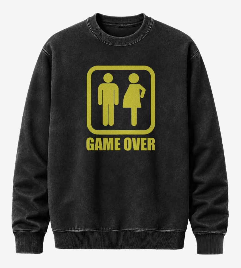 Poleron Polo Acid Wash Negro de Game over papa