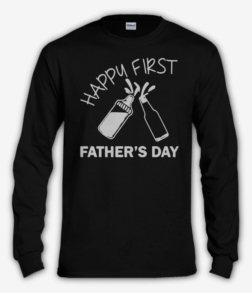 Polera manga larga Negro de Happy first fathers day