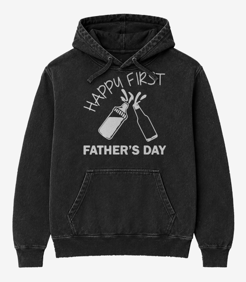 Poleron Canguro Acid Wash Negro de Happy first fathers day