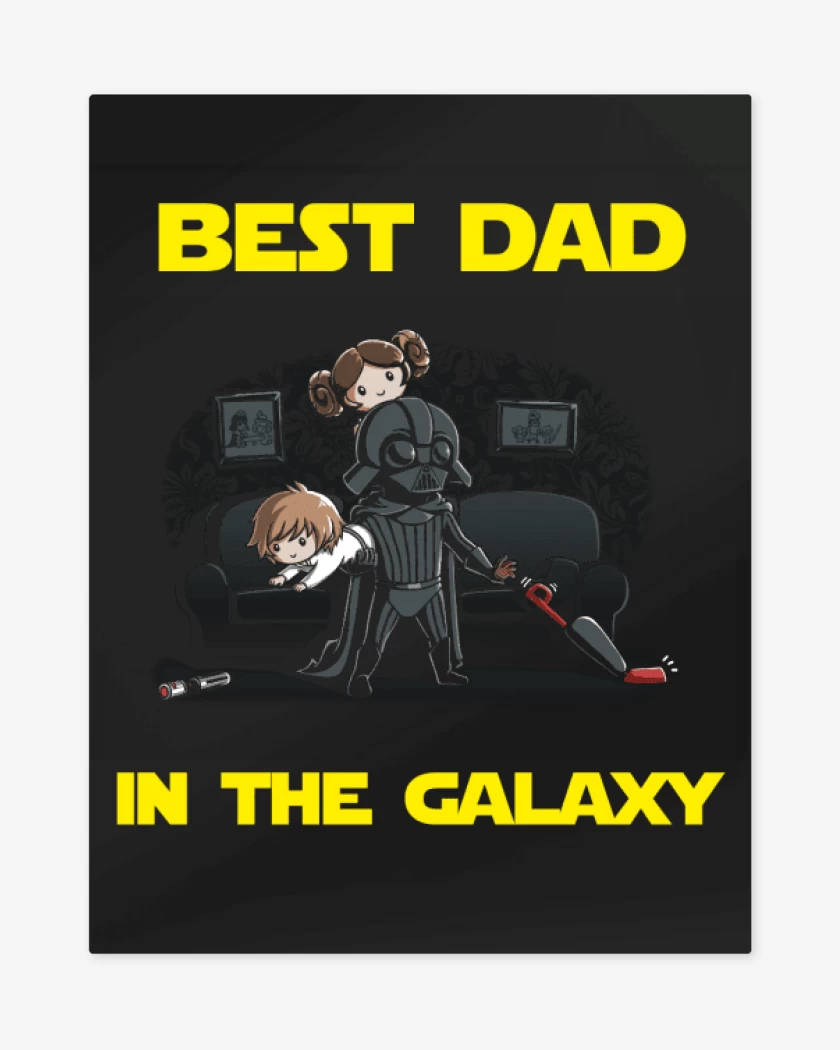 Print metalico Negro de Best dad in the galaxy hogareño