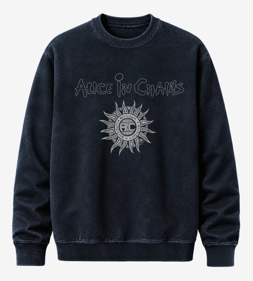Poleron Polo Acid Wash Azul Marino de Alice in Chains Sol