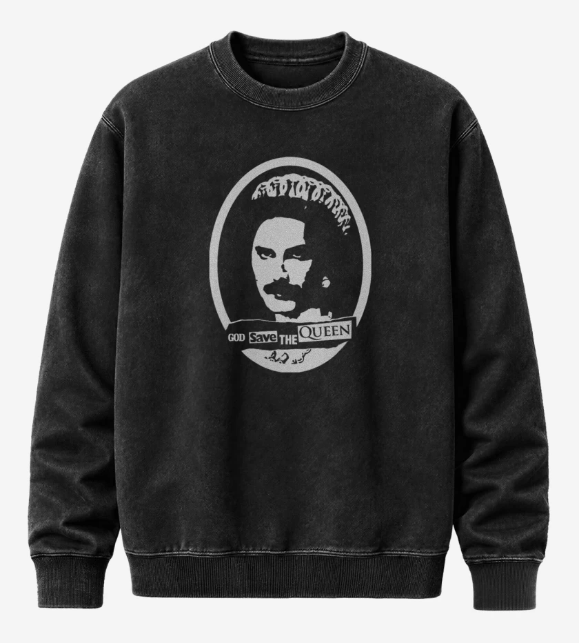 Poleron Polo Acid Wash Negro de God save the queen