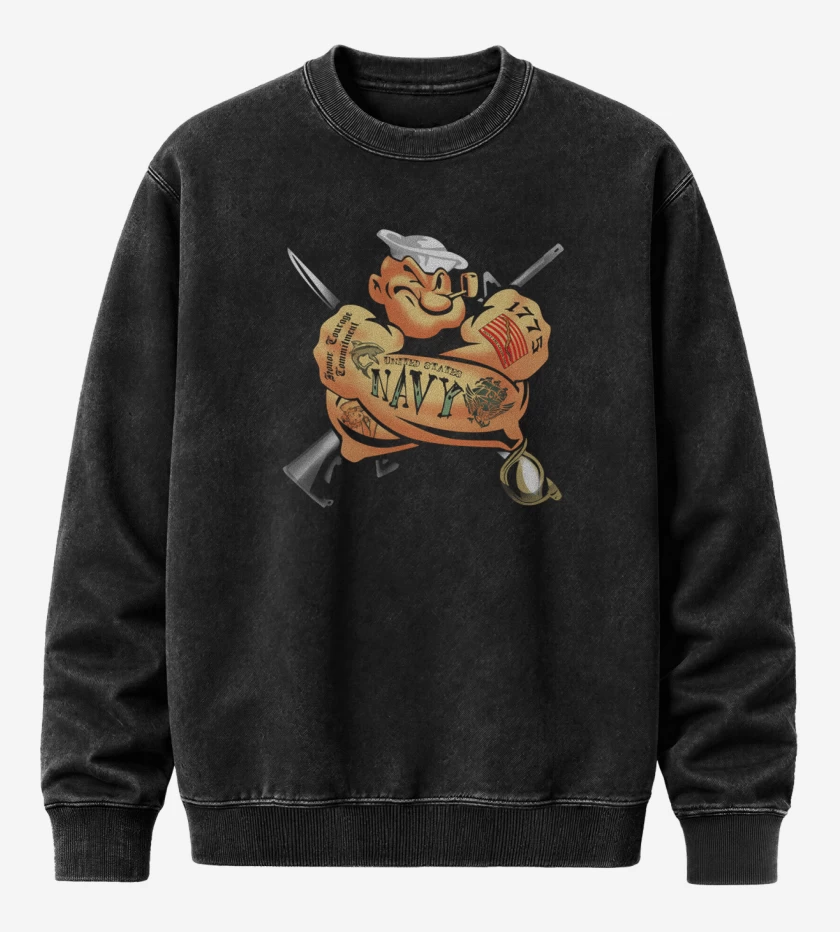 Poleron Polo Acid Wash Negro de Popeye 