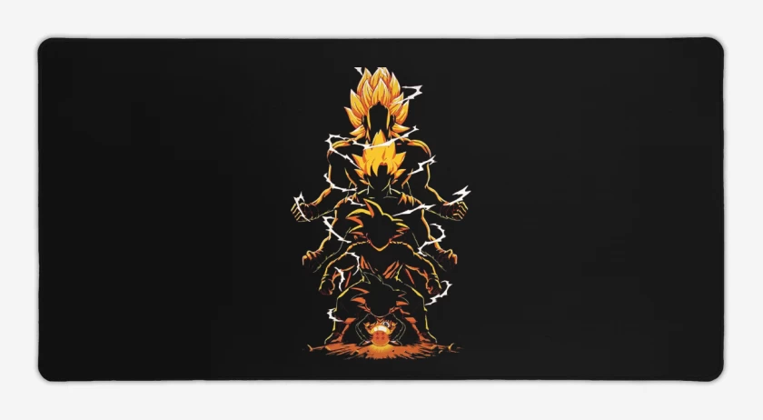 Mouse pad Gamer Negro de Goku evoluciones super saiyan