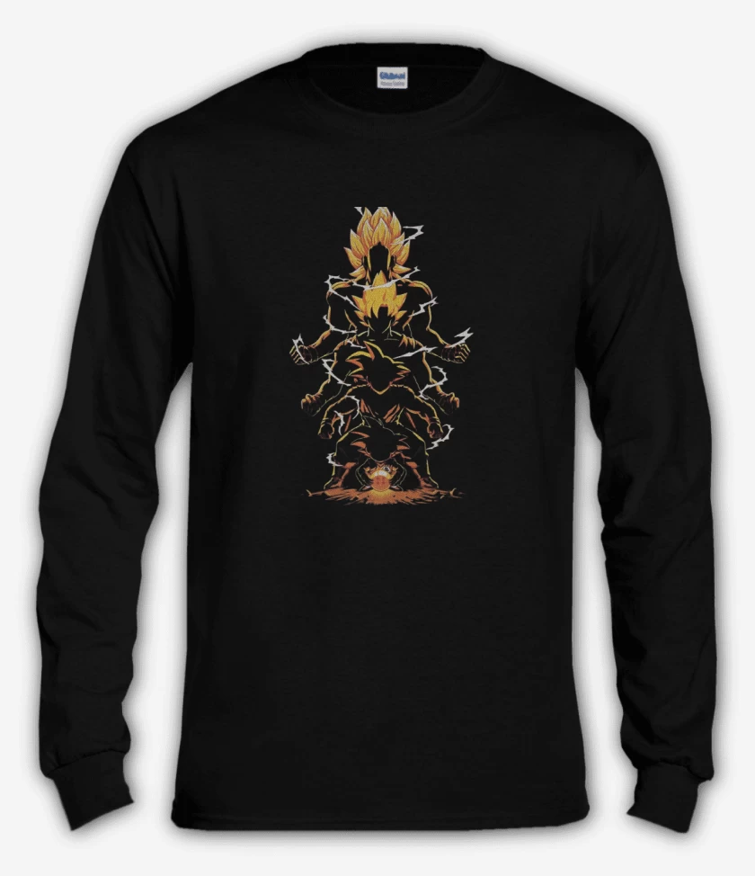 Polera manga larga Negro de Goku evoluciones super saiyan