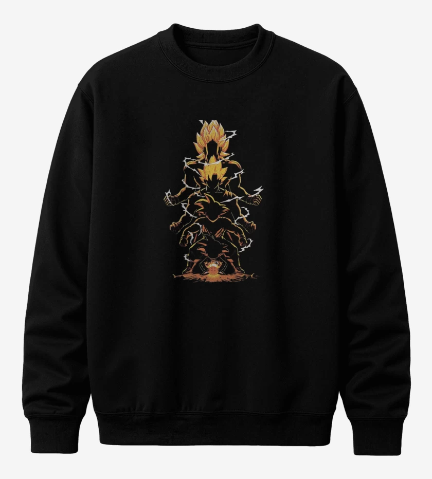 Poleron polo Negro de Goku evoluciones super saiyan