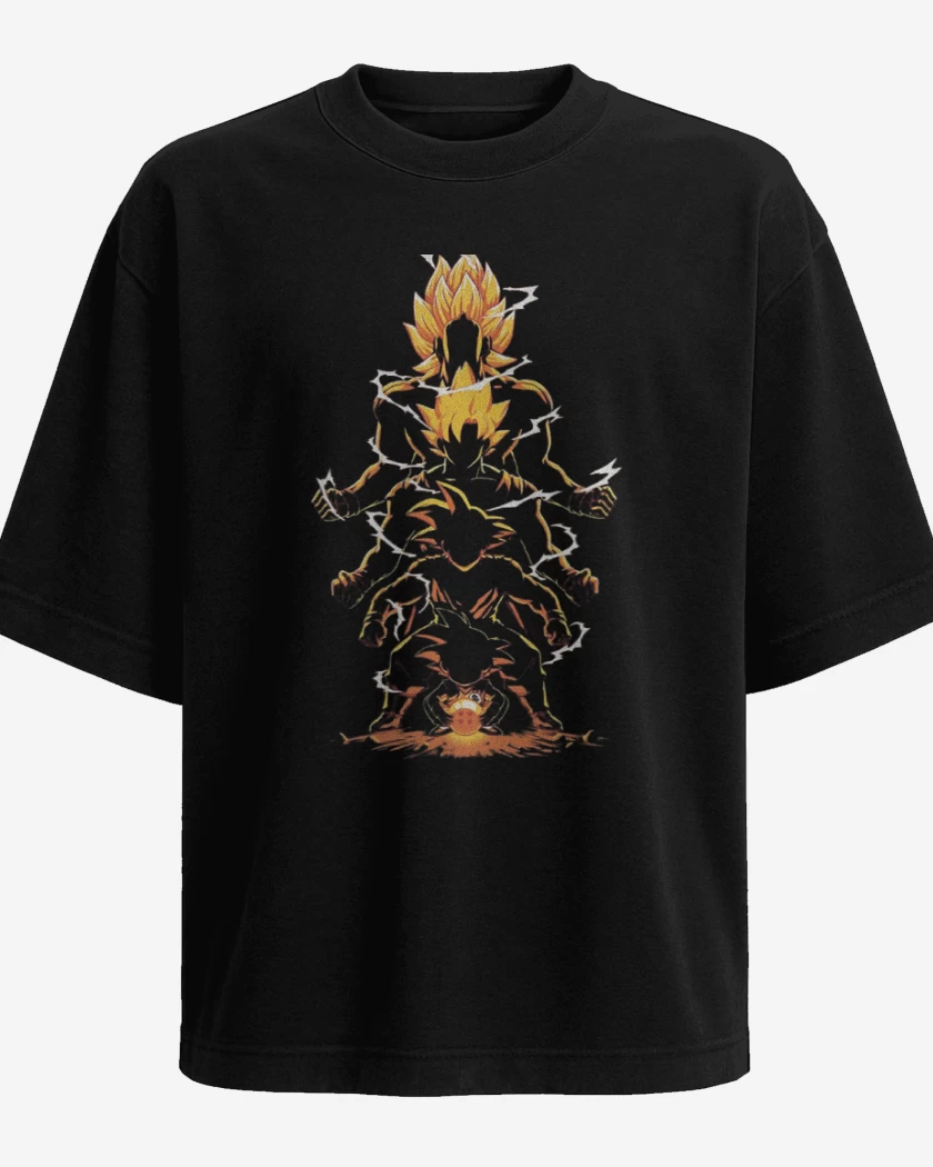 Polera Oversize Goku evoluciones super saiyan