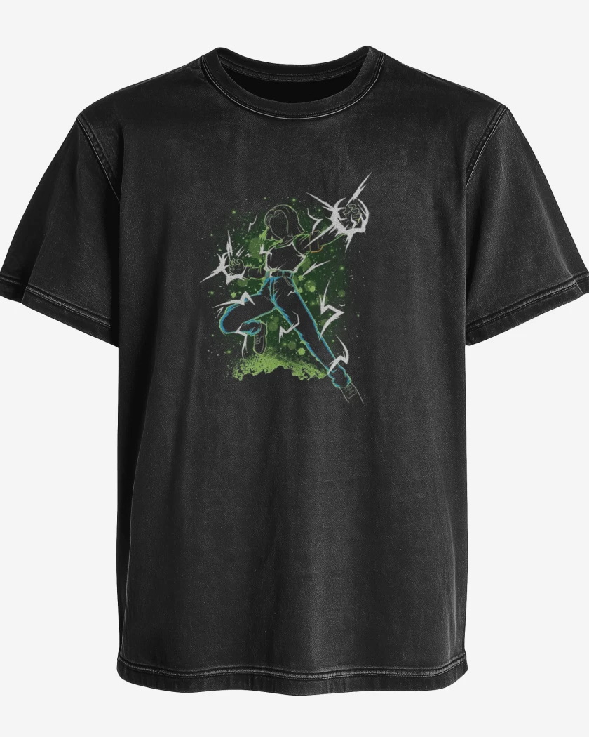 Polera desgastada Negro de Androide N°17  full