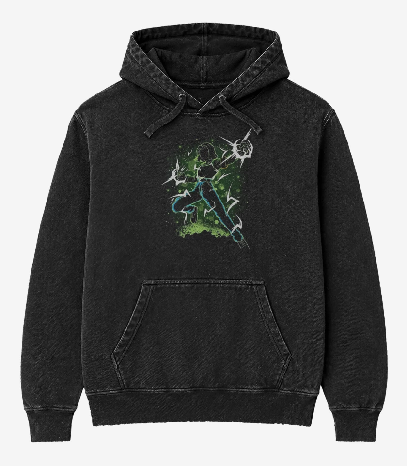 Poleron Canguro Acid Wash Negro de Androide N°17  full