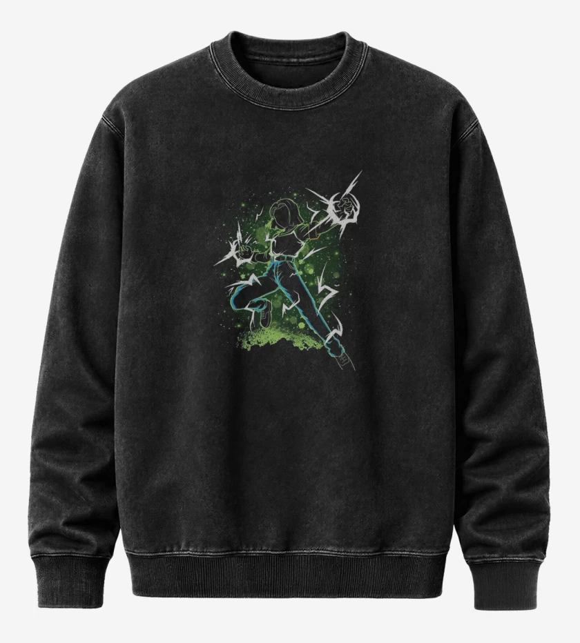 Poleron Polo Acid Wash Negro de Androide N°17  full