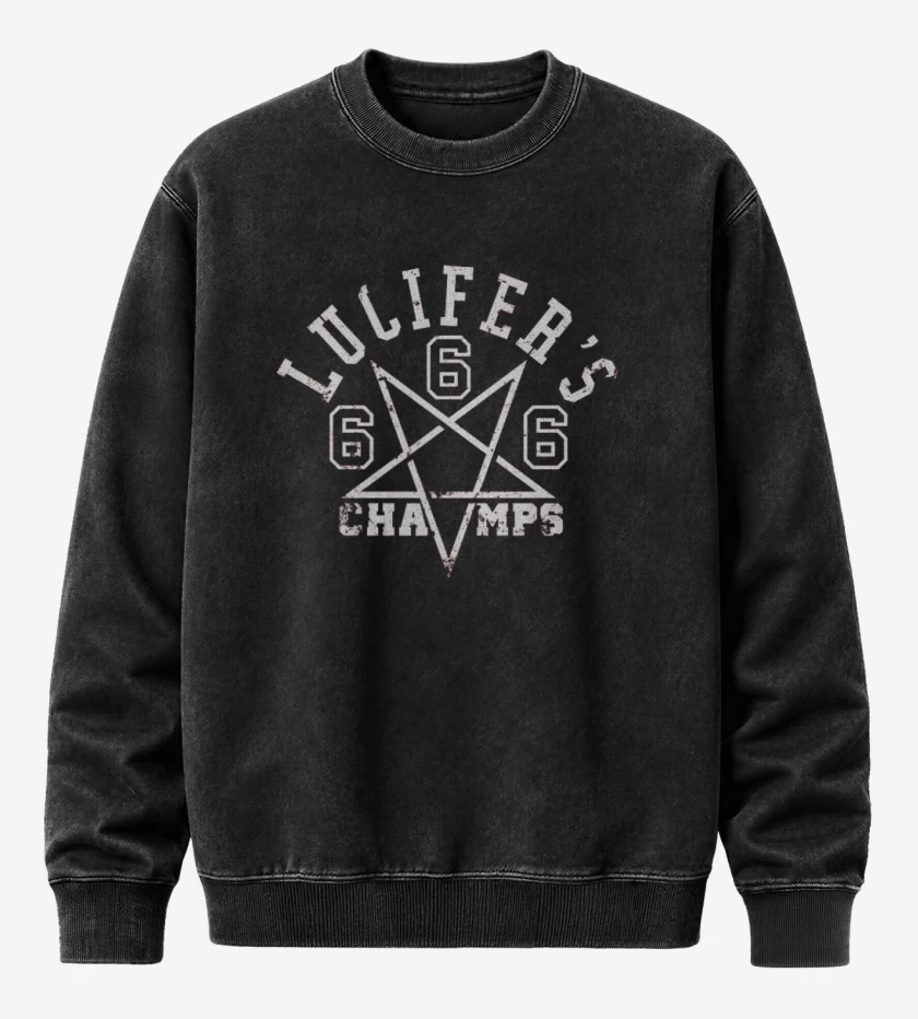 Poleron Polo Acid Wash Negro de Lucifer Team