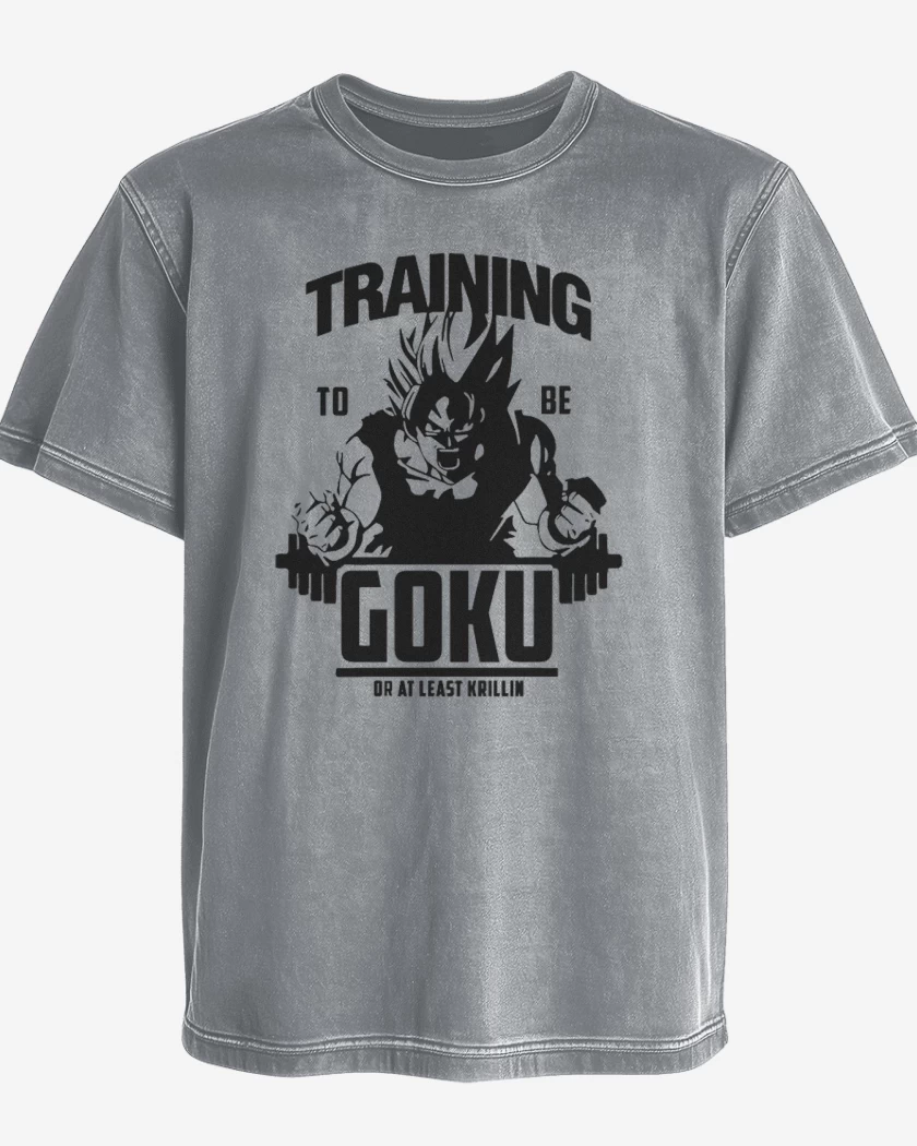 Polera desgastada Gris Melange de Training to beat goku 2