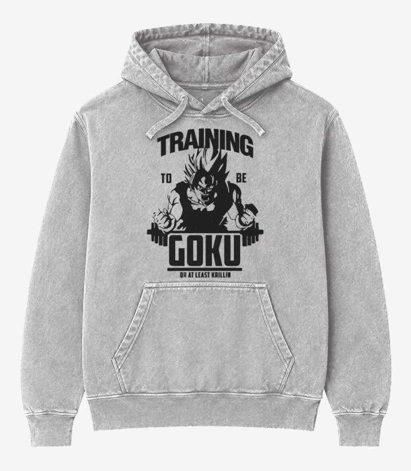 Poleron Canguro Acid Wash Gris Melange de Training to beat goku 2