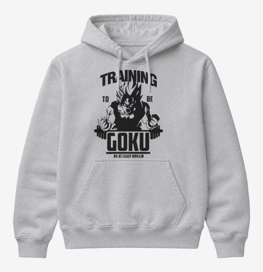 Poleron Canguro básico Gris Melange de Training to beat goku 2