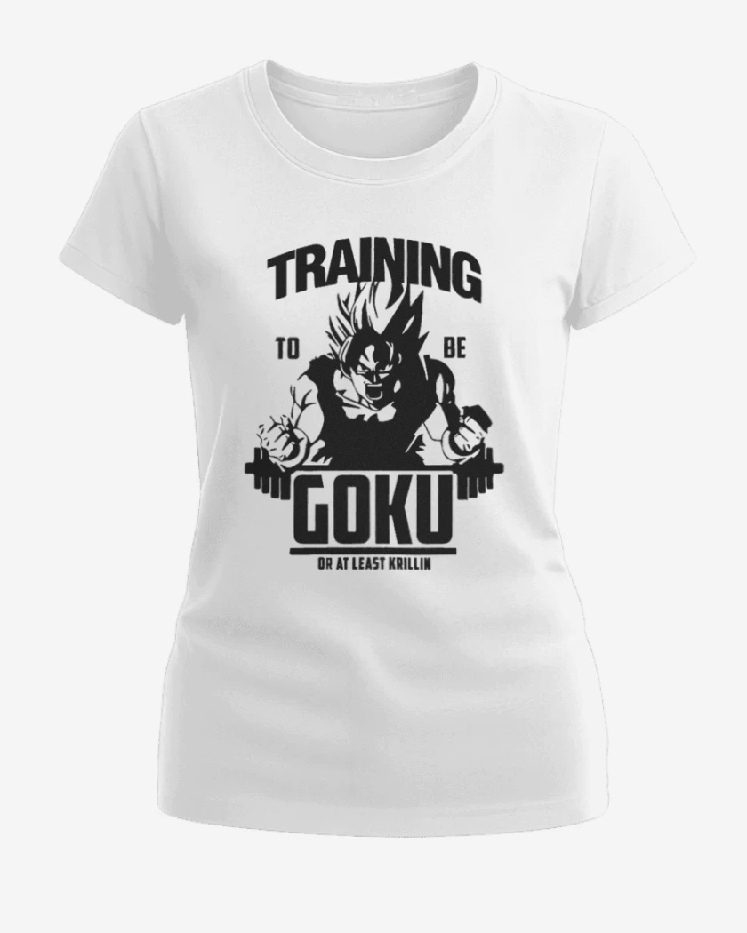 Polera de Mujer Blanco de Training to beat goku 2