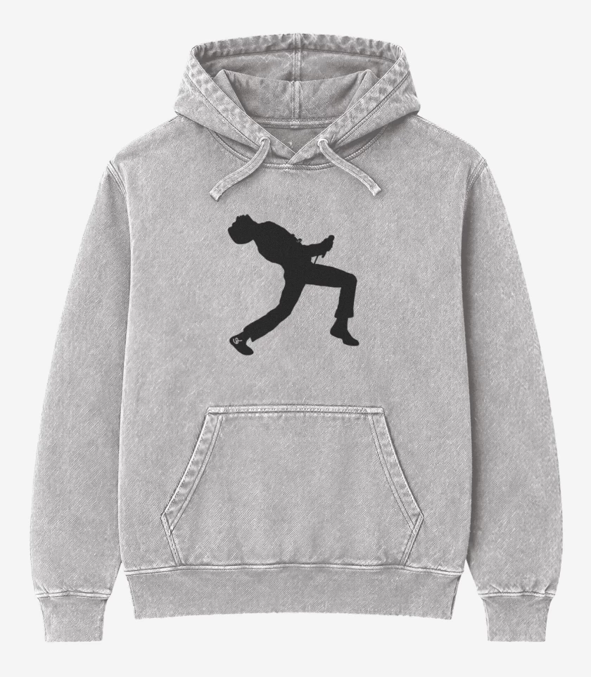 Poleron Canguro Acid Wash Gris Melange de Mercury