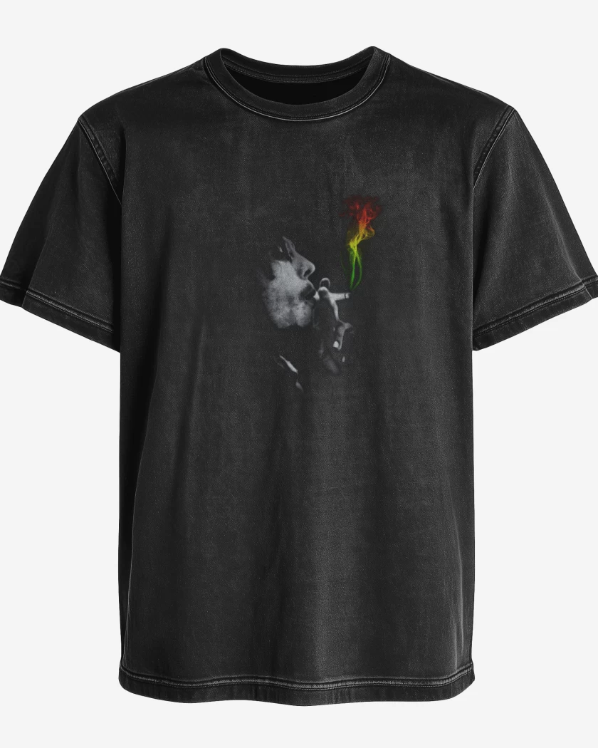 Polera desgastada Negro de Bob Marley