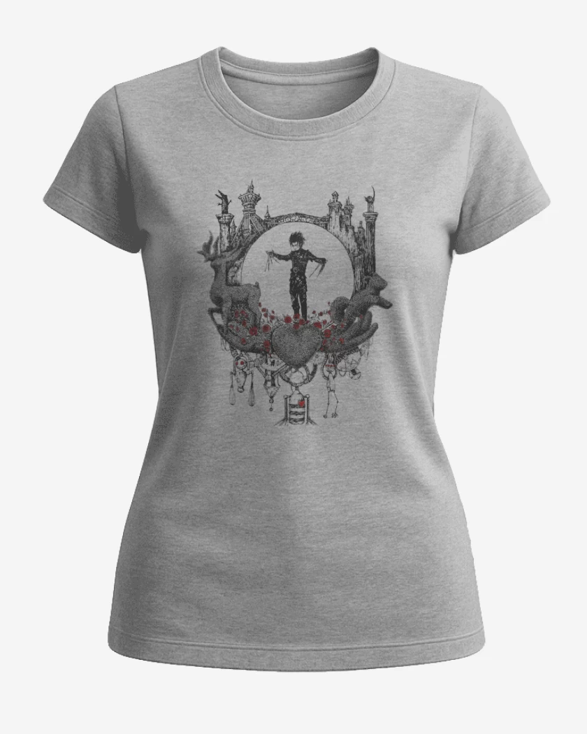 Polera de Mujer Gris Melange de Hombre manos de tijera