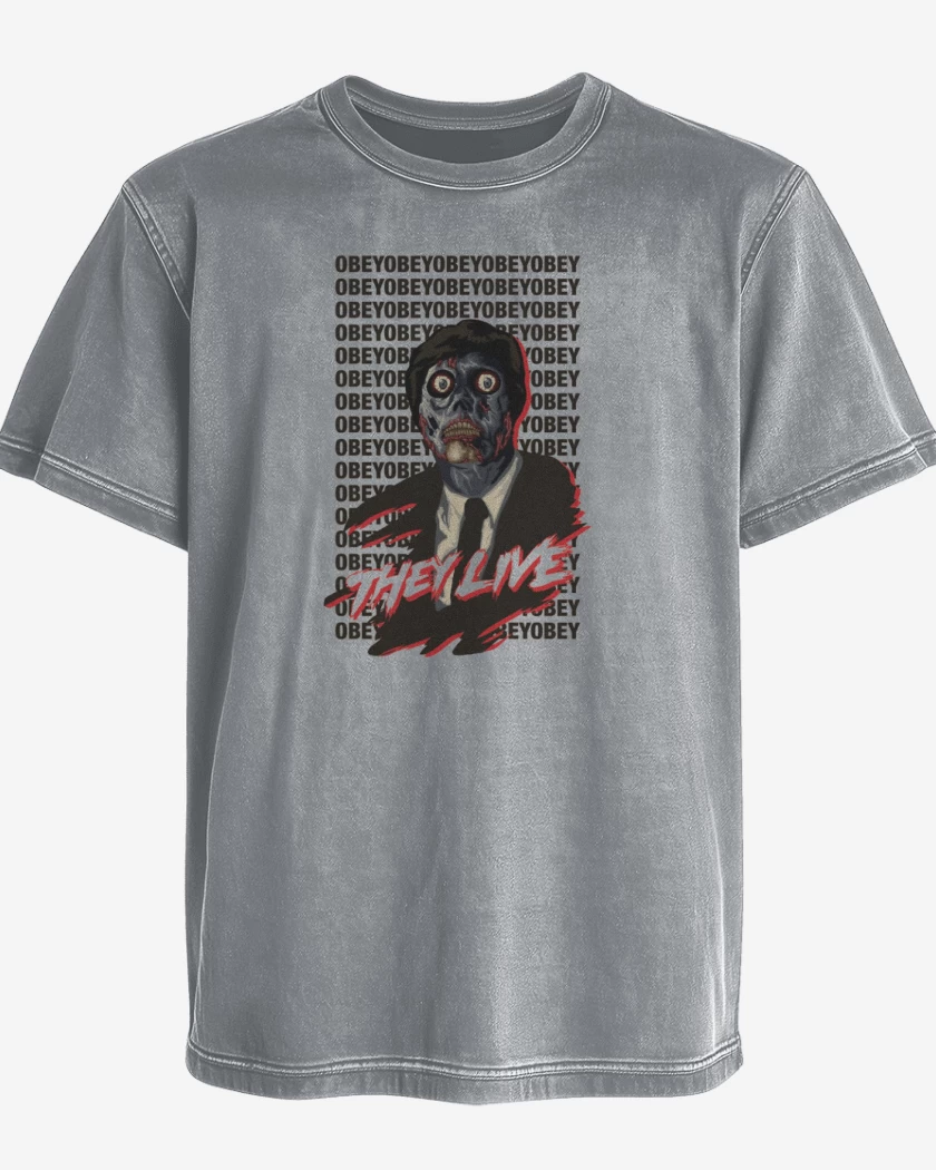Polera desgastada Gris Melange de They live