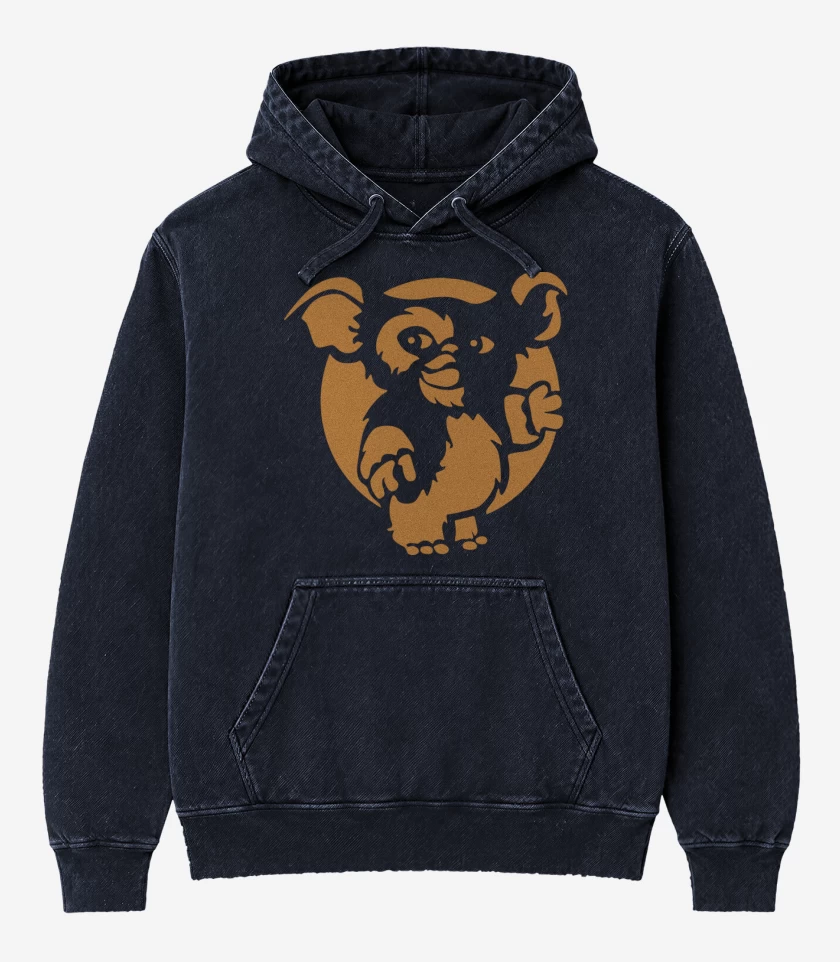 Poleron Canguro Acid Wash Azul Marino de Gremlins Gizmo