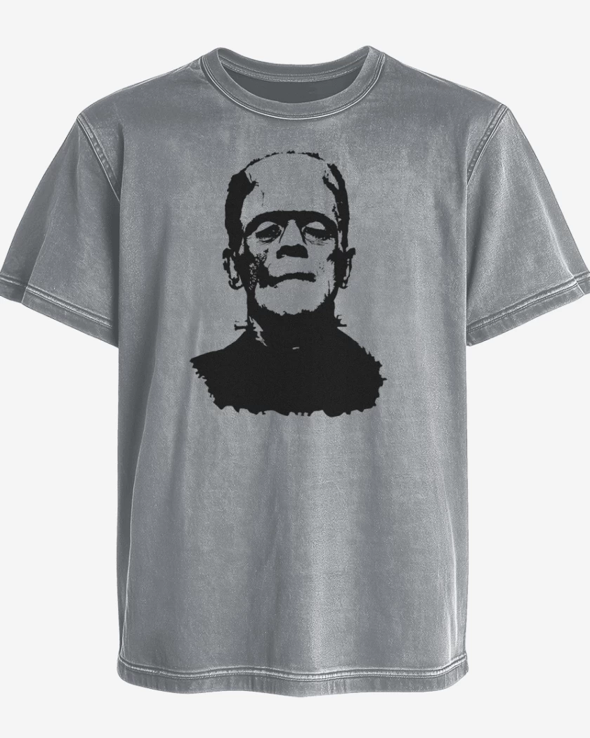 Polera desgastada Gris Melange de Frankenstein
